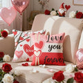 Red Valentine's Day Pillow Covers 18x18 Inch Heart Throw Pillow Cases - Indoor Outdoor Decor