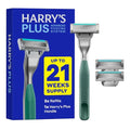 Harry's Plus Razor Shaving Kit - Moss Handle, 3 Blade Cartridges for Men