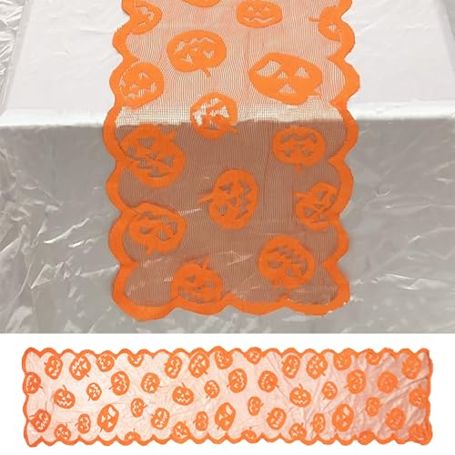 Halloween Pumpkin Lace Table Runner 13x72 Inch for Fall & Holiday Decor