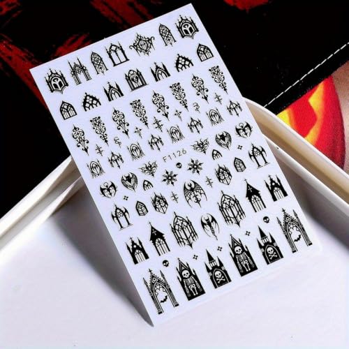 Halloween Nail Stickers 5 Sheets Gothic Nail Art Decals - Style 16