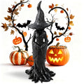 Gothic Halloween Witch Statue - 11.81 Inch Resin Dark Fantasy Decor