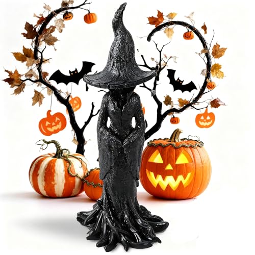 Gothic Halloween Witch Statue - 11.81 Inch Resin Dark Fantasy Decor