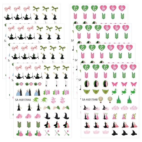 Witch Nail Stickers - 8 Sheets Halloween & Fantasy Nail Decals for Kids & Teens