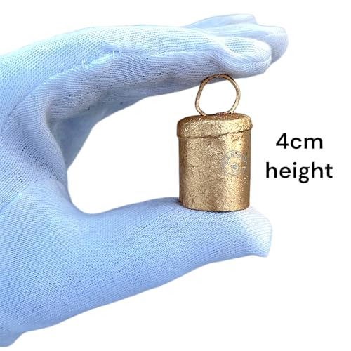 Antique Gold Jingle Bells Set of 20 - Rustic Metal Christmas Decorations with Hanging Loops - Cylinder & Cone Styles