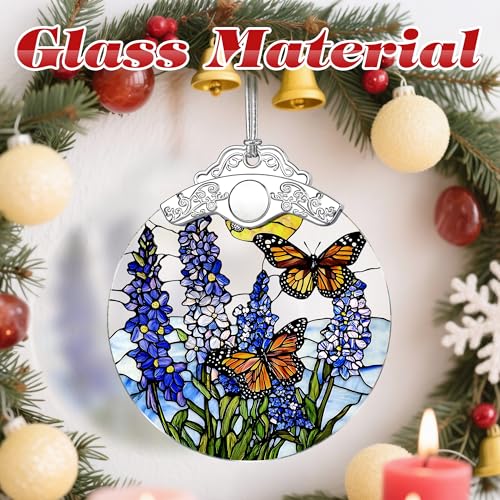 Lavender Butterfly Stained Glass Christmas Ornament - Holiday Tree Decor & Gift Idea