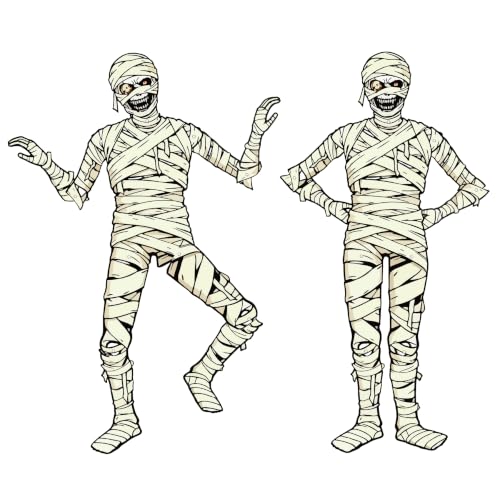 Halloween Mummy Decorations - 2 Pack Jointed Paper Mummies for Spooky Displays - Variation of Mummy / 2