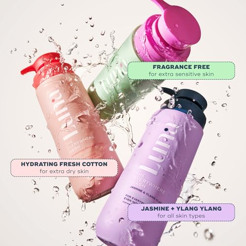 Luna Daily Fragrance Free Everywhere Wash | Unscented Feminine Body Wash for Sensitive Skin, Hydrating Daily Cleanser with Coconut & Lactic Acid Prebiotics | Gentle & Pregnancy Safe | 13.5 oz (400ml)