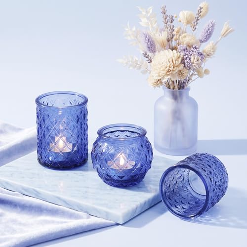 Blue Votive Candle Holders Set of 36 for Wedding & Home Decor - Variation: Blue