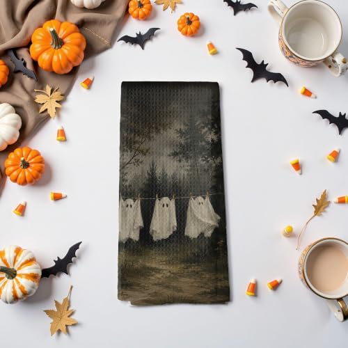 Dark Moody Halloween Ghost Hand Towels 16x24 Inch - 18 Color Variations