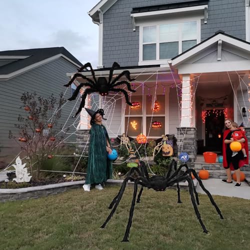Halloween Spider Web Set with 59-Inch Fake Spider and 20 Mini Spiders - Indoor Outdoor Decor
