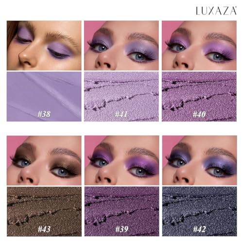LUXAZA PRO 6-Piece Purple Cream Eyeshadow & Face Makeup Stick Set - Lilac Shimmer