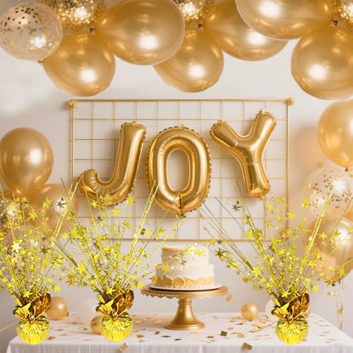 Gold Metallic Foil Star Centerpiece 6-Pack Table Decorations for Party & Wedding