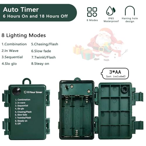 Battery Christmas Lights 8 Pack Mini LED String Lights - Warm White, 8 Modes