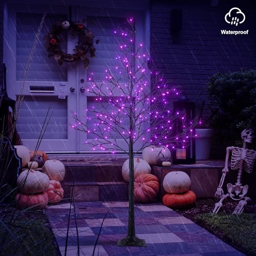 Lightshare 6ft Purple Halloween Willow Tree with 200 LED Lights Indoor Outdoor Decor