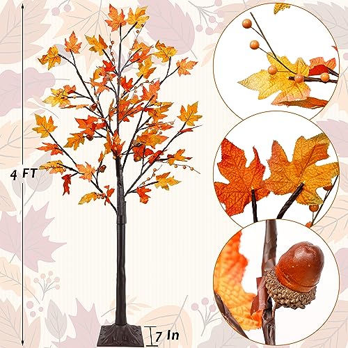 Lighted Maple Tree Decor - 4ft 11in Fall Autumn Thanksgiving Halloween Tree