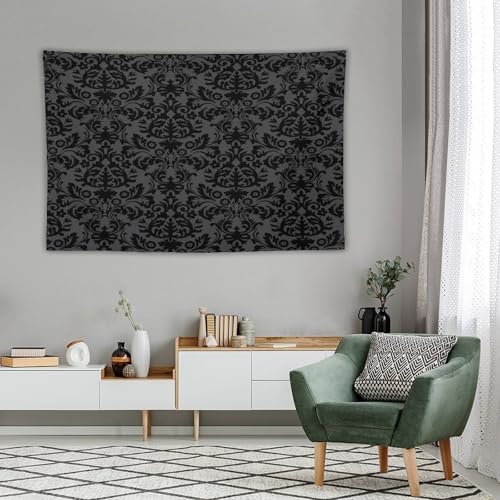 VUMIVI Victorian Gothic Floral Damask Tapestry Wall Hanging - Halloween 17 Variation, W90xL60in