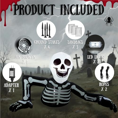 7.5ft Halloween Inflatable Skeleton Yard Decor - Skeleton Men Variant