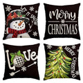Black 20x20 Inch Christmas Throw Pillow Covers Set of 4 - Snowman Love Holiday Decor