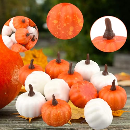 Mini Artificial Pumpkin Set for Fall Harvest & Holiday Decor - 24 Pcs