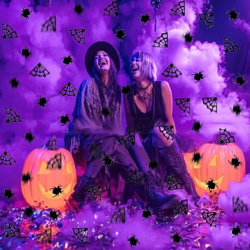 Halloween Black Confetti - 1000PCS Foil Spider & Web Table Scatter - Spooky Party Decorations - Variation: Halloween Black