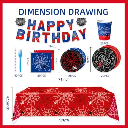 122-Piece Spider Web Party Supplies Set for Halloween and Birthday Celebrations