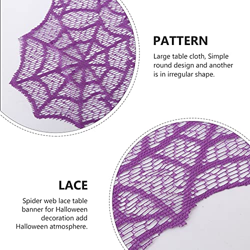 Halloween Lace Table Runner with Spider Web Pattern - Purple, 13x72 Inches