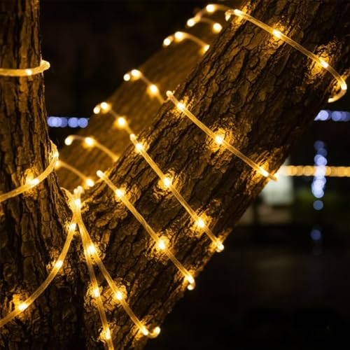 Solar Rope Lights Outdoor Waterproof 72FT 200 LED Warm White - Garden Patio Yard