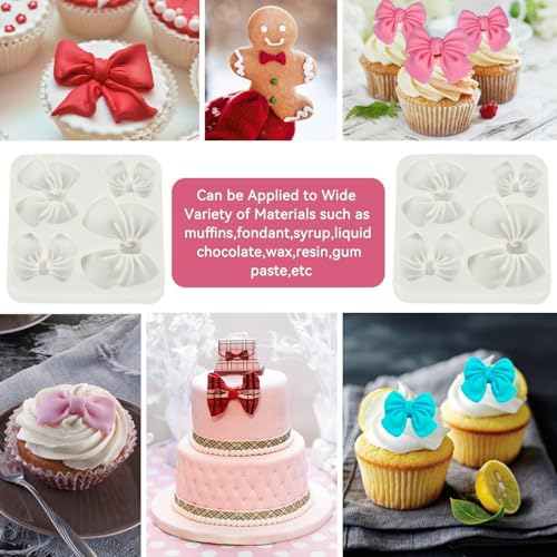 Mini Bow Silicone Fondant Mold for Cake Decorating Chocolate Candy - 2 Pcs