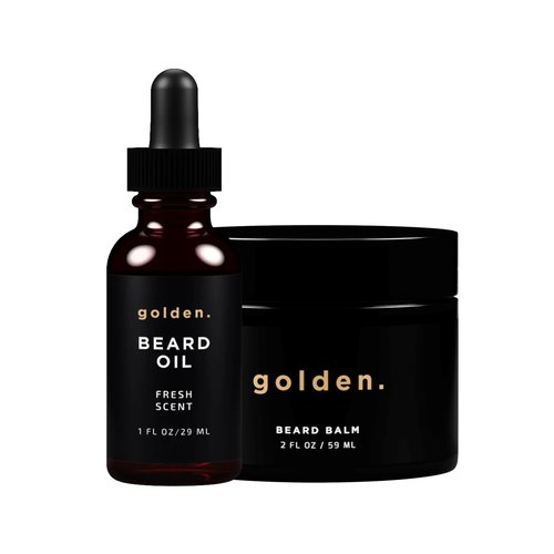 Golden Grooming Beard Bundle for Black Men | Natural Beard Growth Kit with Shea Butter (2-pack Regular, Fresh Scent)