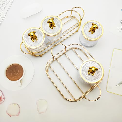 White Little Bear Metal Tray with Cover - 6 Removable Snack & Candy Tanks, Food Dispenser