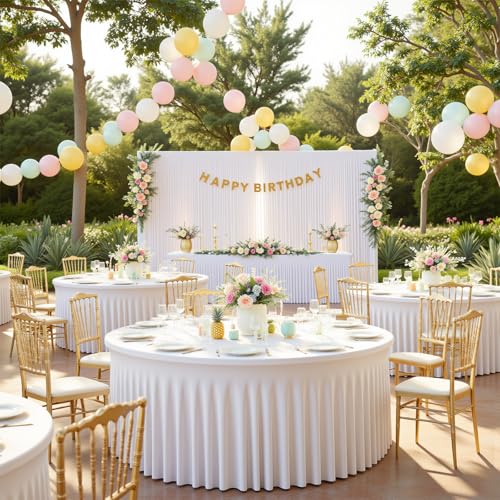White 4-Pack 120-Inch Round Fitted Outdoor Tablecloths for 5FT Tables - Polyester for Weddings & Parties - Variation: White / 60 Inch