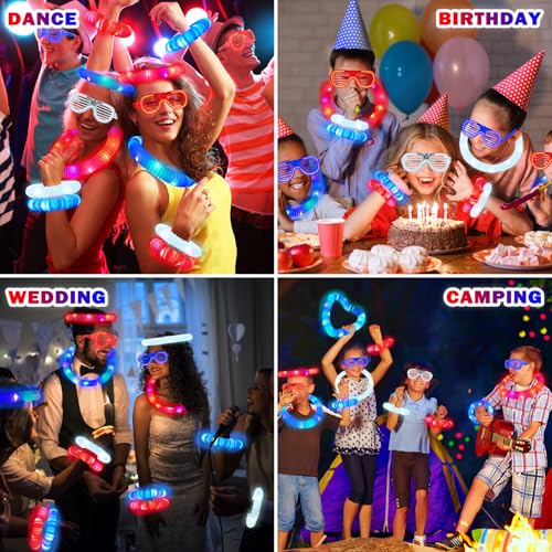 July 24 PCS Party Favors Glow Sticks & LED Glasses for Kids - Red White Blue