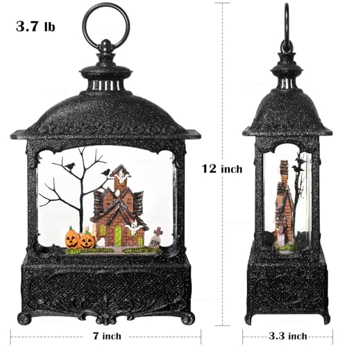 Halloween Snow Globe Lantern - Haunted House Variation - Spooky Decor