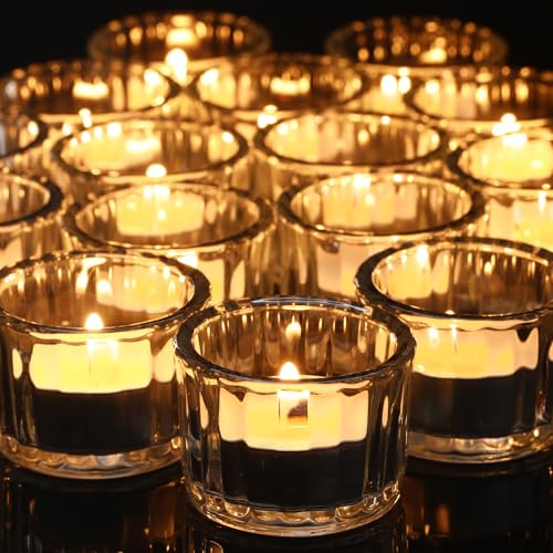 Clear Glass Ribbed Tealight Candle Holders Set of 100 - Durable Votive Decor