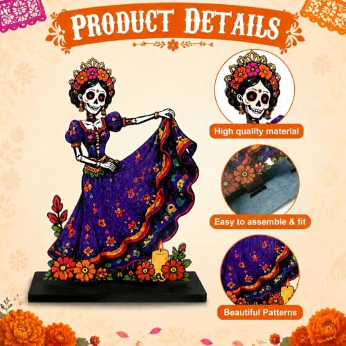 6 Pcs Day of the Dead Wooden Centerpieces - Sugar Skull Table Decor