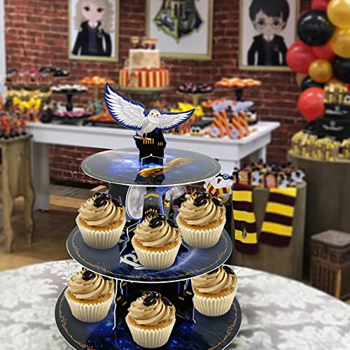 Magical Wizard School 3-Tier Cupcake Stand for Parties and Decor