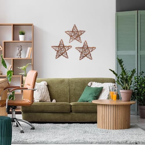 6 Pcs 12 Inch Star Shaped Natural Grapevine Wreath Set for DIY Crafts & Holiday Decor