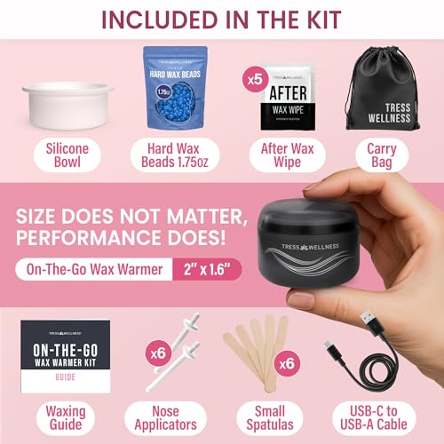 Stripless Facial & Eyebrow Wax Kit with Mini Warmer - Travel & Quick Use