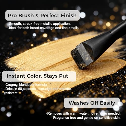 Gold Face & Body Paint - Washable, Long-Lasting, Highly Pigmented for Halloween & Stage Makeup - 75ml