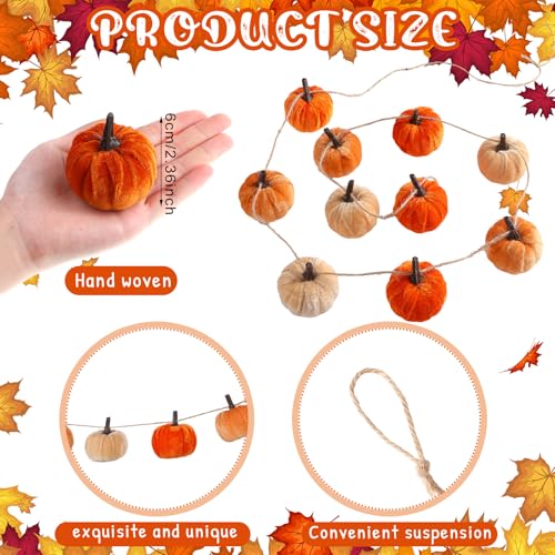 Fall Velvet Pumpkin Garland - Orange Series, 8.2 ft Halloween Decor