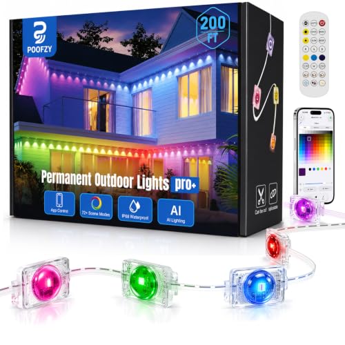 Outdoor RGBIC Permanent Lights 200FT - App & Voice Control Waterproof Holiday Decor