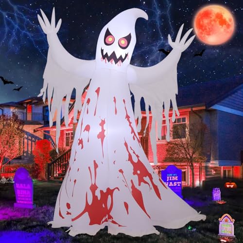 Giant Inflatable Ghost Halloween Decoration with LED Lights - 8.2 ft Outdoor Yard Decor
