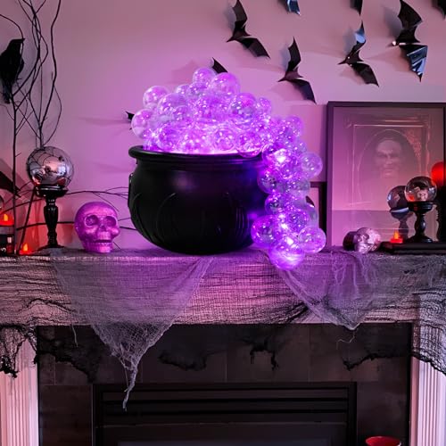 Indoor Halloween Bubbling Cauldron Decoration Set with Lights & Remote