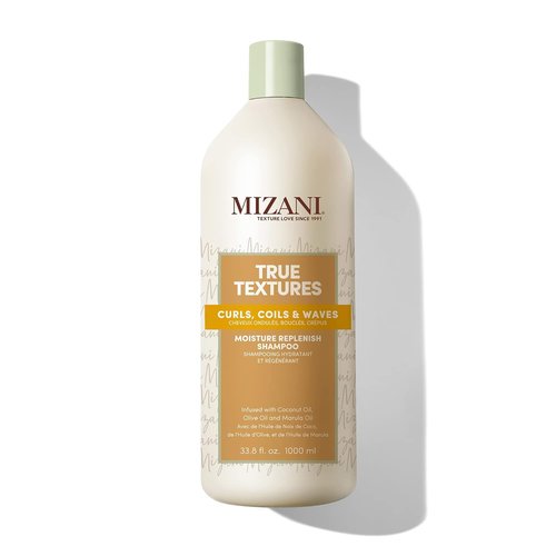 MIZANI True Textures Moisture Replenish Shampoo - Hydrating Curly Hair Care with Coconut Oil, Sulfate-Free