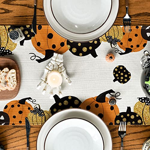 Halloween Table Runner 13x72 Inch Orange Party Decor Durable Polyester