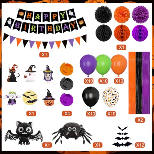 Halloween Birthday Party Decorations Set with Banner, Balloons & More