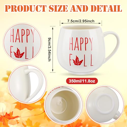Fall Coffee Mug Set - 6 Pcs Autumn Ceramic Cups with Handles, Thanksgiving & Holiday Gift