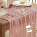 Dusty Pink Cheesecloth Table Runner 10FT for Wedding & Party Decor - Pack of 6