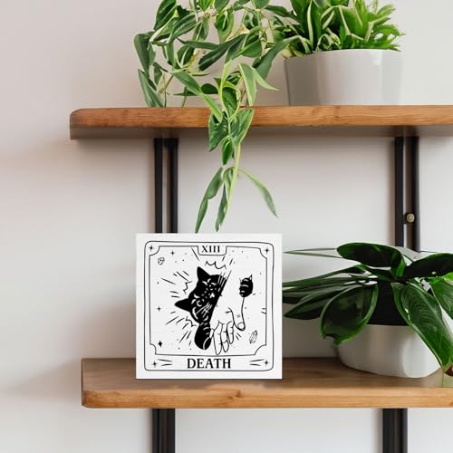 Tarot Cat Decor Wooden Sign - Horrible Death Variation