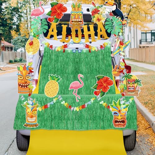 Halloween Car Trunk Decoration Kit with Hawaii Tiki Theme for SUVs & Cars